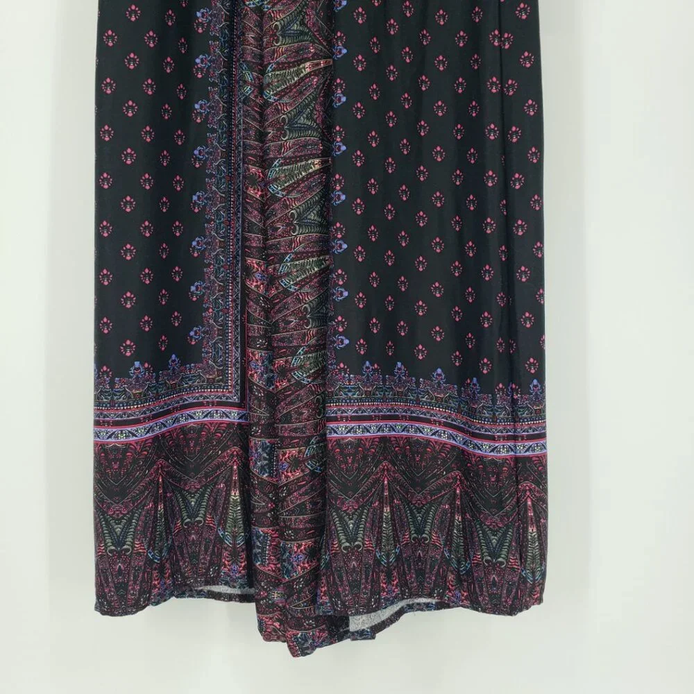 Free People Cabbage Rose‎ Silky Satin Jumpsuit 2 Wrap Top Wide Leg Boho Paisley